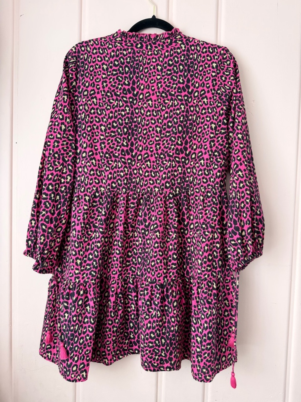 Jude Connally Pink Leopard Print Tiered Tunic Dress SzLarge - Picture 5 of 6